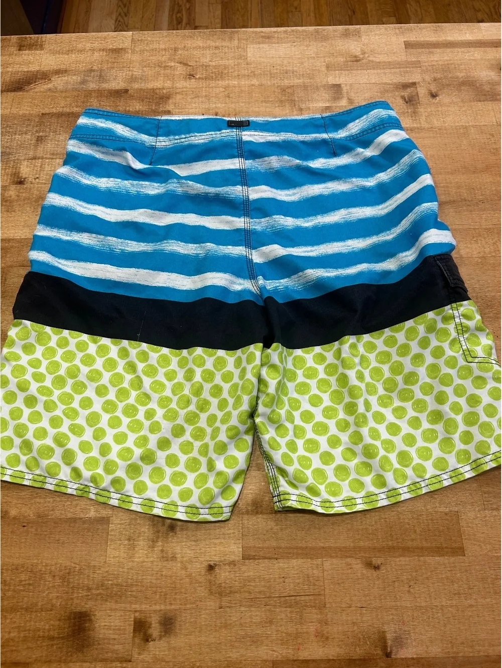 O'Neill Men's Swim Trunks Board Shorts Size 38 Blue Green Polka Dot